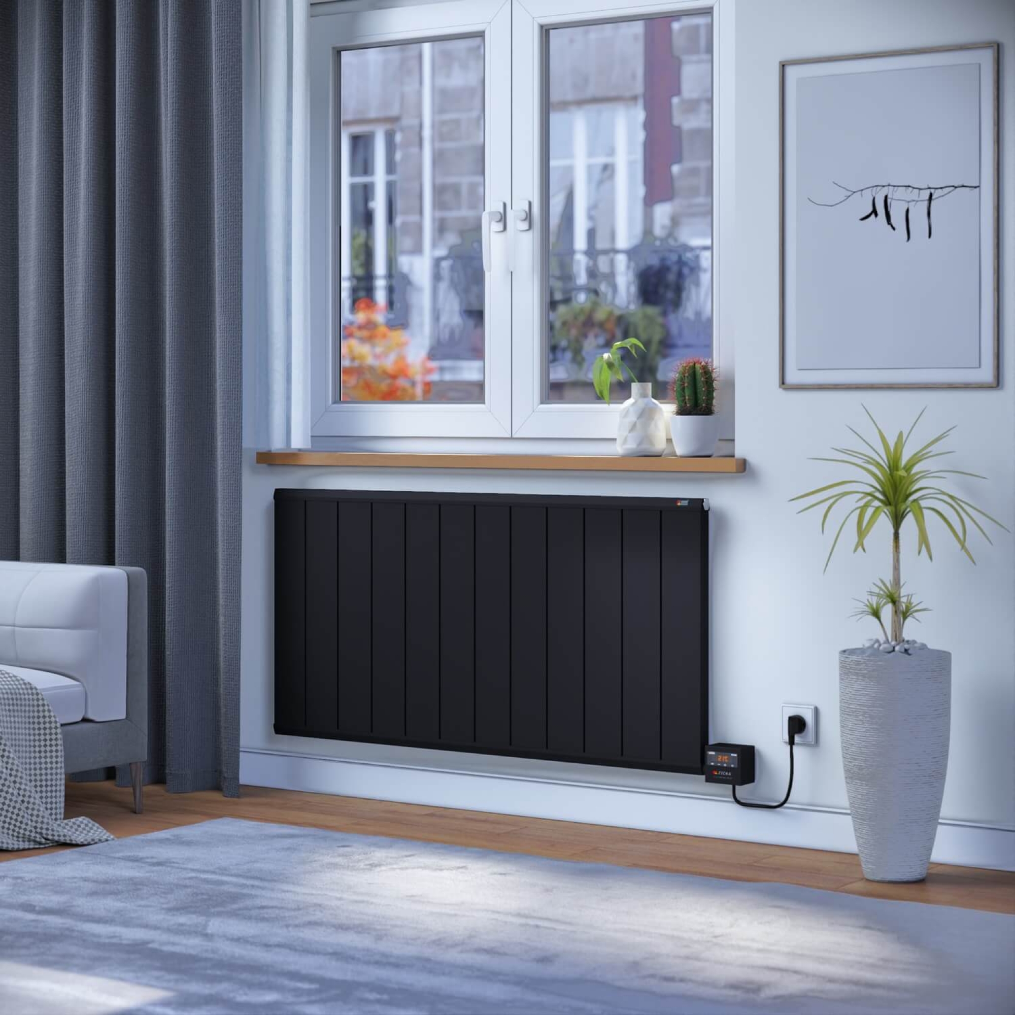 68eaeb2761459.jpg Sirius 120x60 Elektrikli Radyatör Siyah - Görsel 1